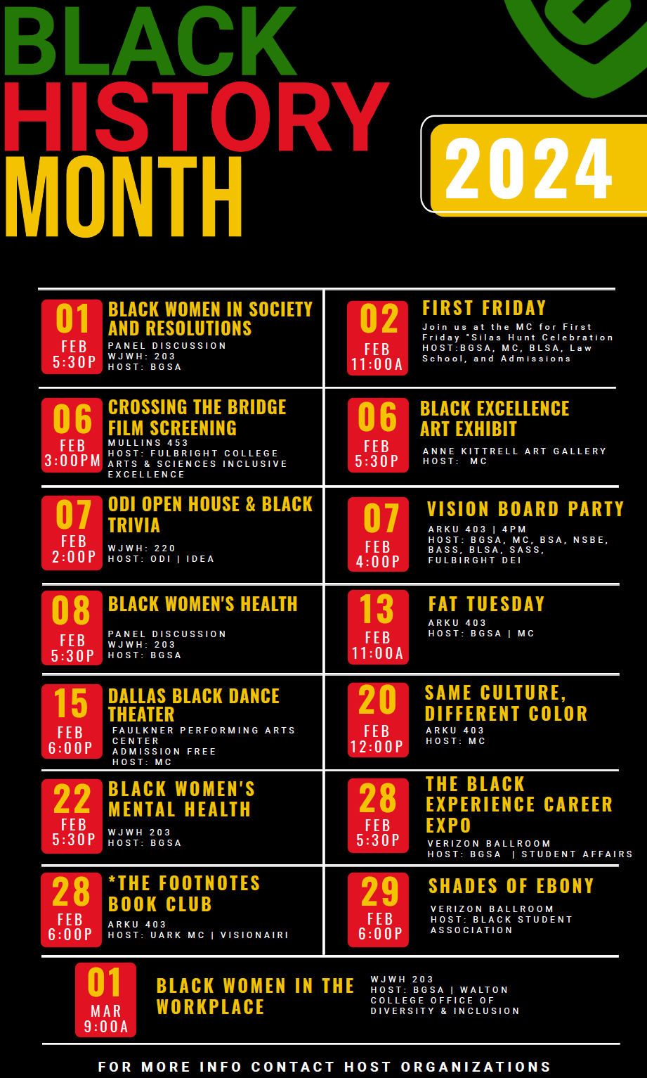 Black History Monty Calendar of Events